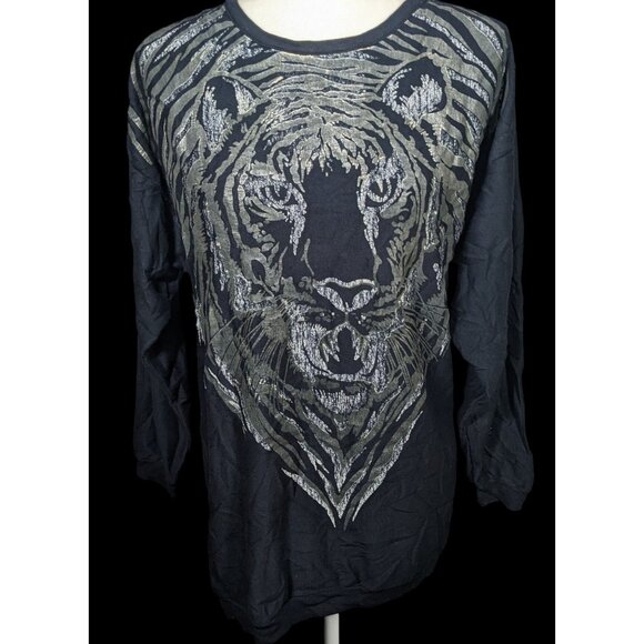 Vintage Plumo Black And Silver Tiger Sweatshirt - Picture 1 of 6